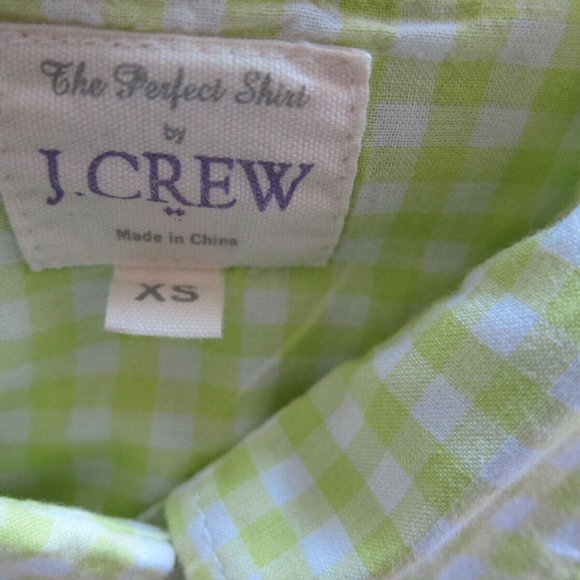 J. CREW THE PERFECT SHIRT - LIME GREEN GINGHAM - 100% COTTON - X … - Picture 5 of 5